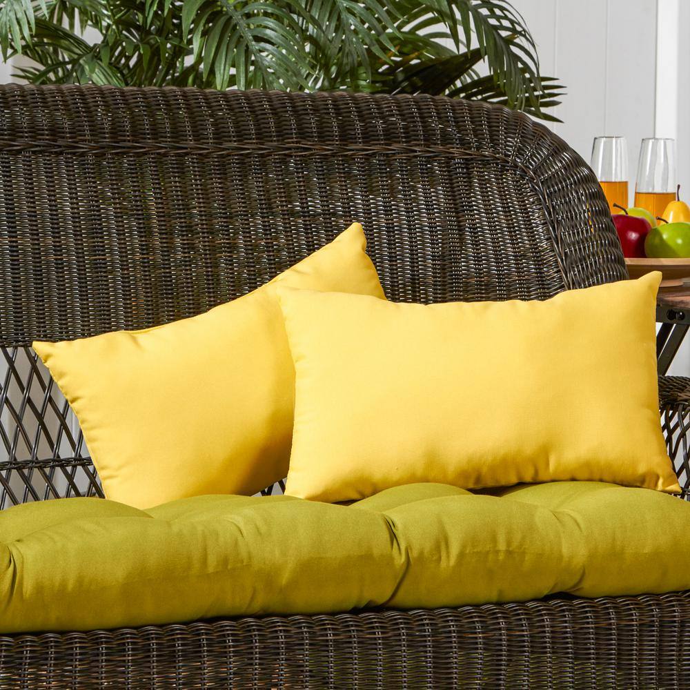 Sunbeam Yellow Rectangular Outdoor Throw Pillow Set, Fade and Water Resistant