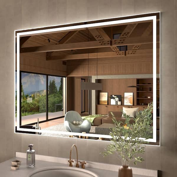 Orliva 48 in. W x 36 in. H Rectangular Frameless LED Wall Bathroom Vanity Mirror