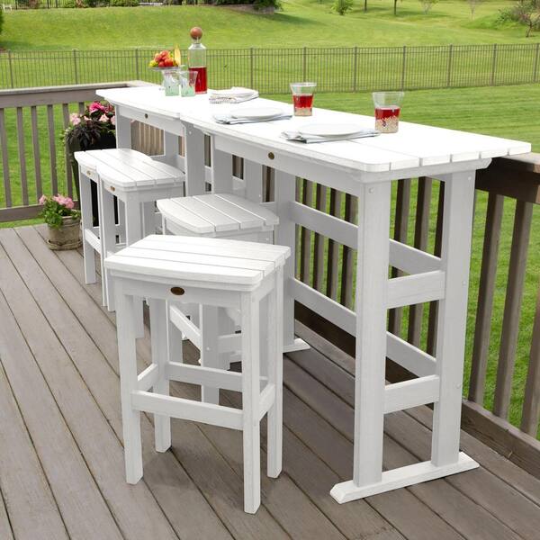 Highwood Lehigh White 6 Piece Plastic, Outdoor White Bar Table Set