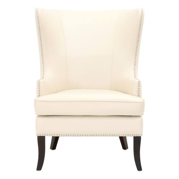 Home Decorators Collection Moore Ivory Bonded Leather Wing Back Accent Chair