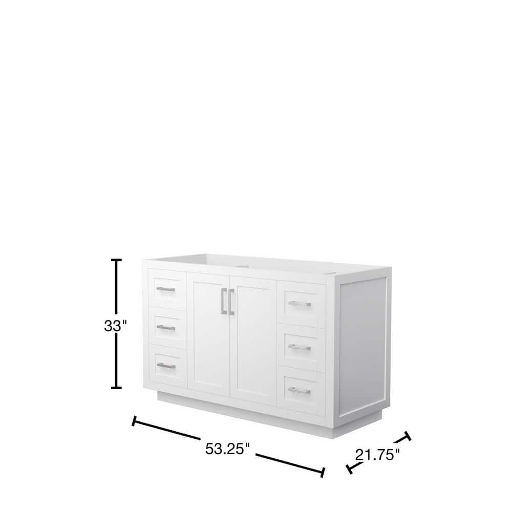 Miranda 54-Inch White Freestanding Single Bathroom Vanity with Brushed Nickel Trim