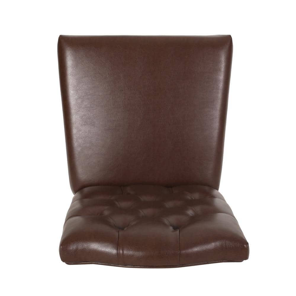 High-Back Dark Brown Faux Leather Upholstered Side Chairs, Set of 2