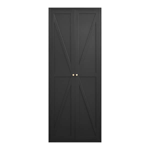 2-Door Metal Kitchen Pantry: Tall Steel Cabinet with Adjustable Shelves in Black