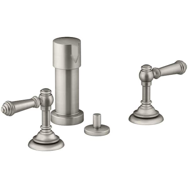 KOHLER Artifacts Lever 2-Handle Bidet Faucet in Vibrant Brushed Nickel