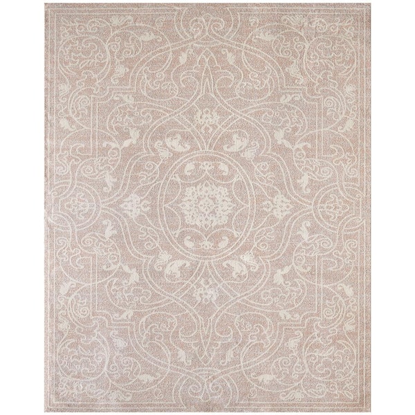 Brookside Beige 8 ft. x 10 ft. Vintage Oriental Lattice Area Rug