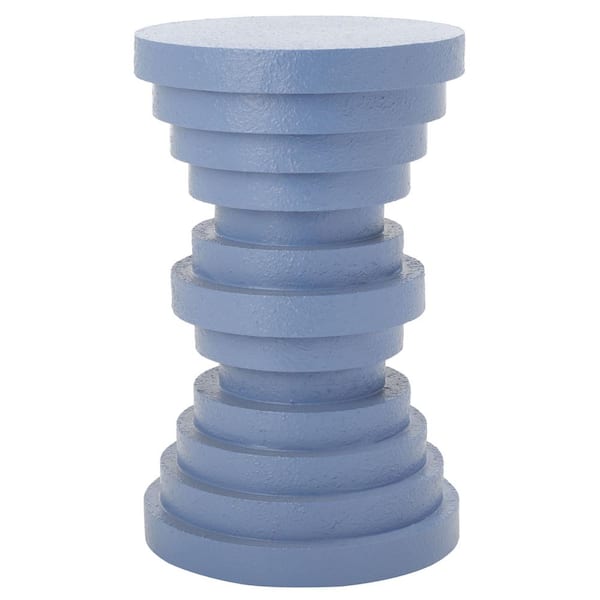SAFAVIEH Ali 11.8 in. Periwinkle Round Wood End Table