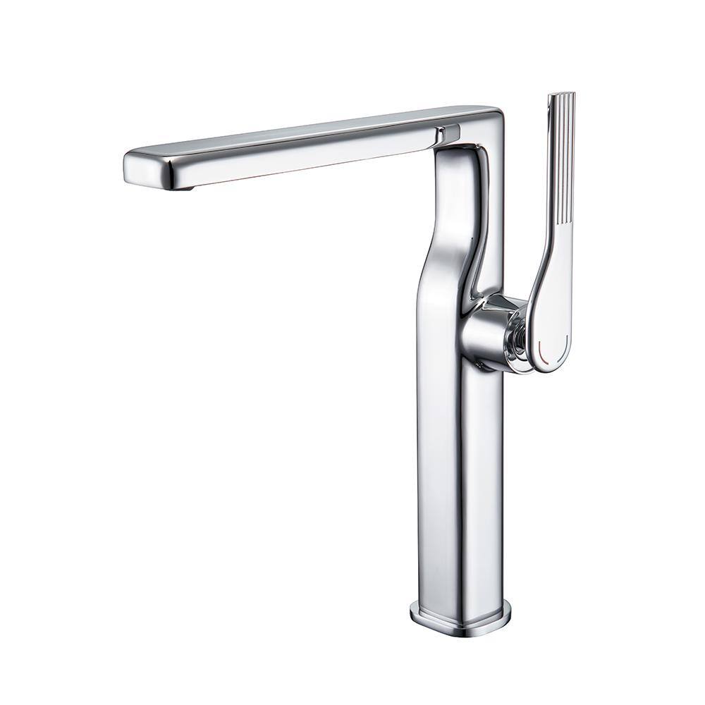 Single Handle Single Hole Bathroom Faucet 2.13 GPM, Waterfall Brass Vessel 