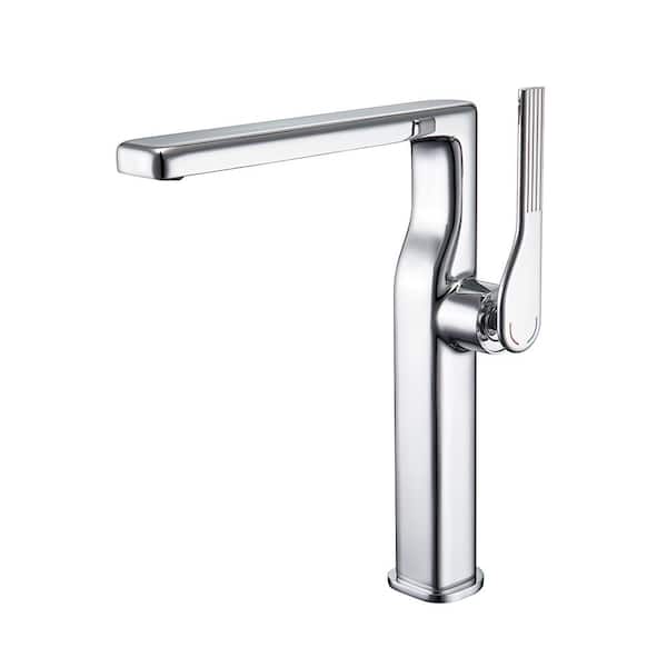 Single Handle Single Hole Bathroom Faucet 2.13 GPM, Waterfall Brass Vessel Sink Faucet with Spot Resistant in Chrome