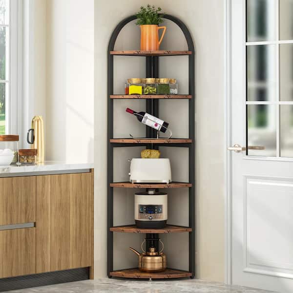 Eulas 71.6 in. Tall Brown Engineered Wood 6-Shelf Standard Bookcase
