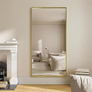 36 in. W x 72 in. H Gold Aluminum Rectangle Framed Tempered Glass Wall-Mounted Full Mirror