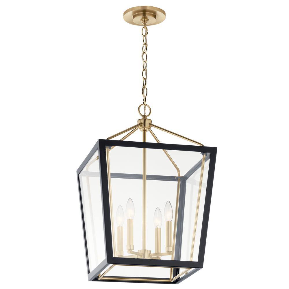 Delvin 4-Light Champagne Bronze and Black Pendant with Clear Glass