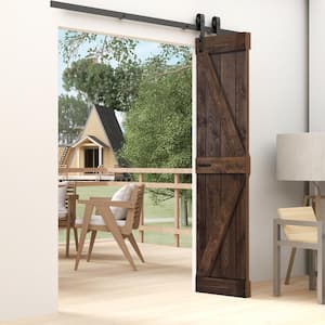 K Style 30 in. x 84 in. Kona Coffee Finished Solid Wood Bi-Fold Barn Door With Hardware Kit -Assembly Needed