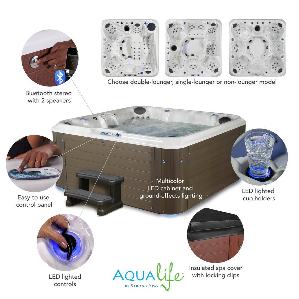 Amplified 100-Jet 6-Person Square Brown and White Hot Tub