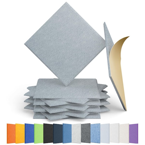 Laybus 12 in. x 12 in. x 0.4 in. Blue Gray Square Acoustic Panels Self Adhesive Sound Proof Foam for Home, Office, 12 Pcs