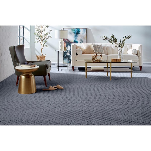Ashridge Cove Deep Sea Blue 37 oz. Polyester Patterned Installed Carpet