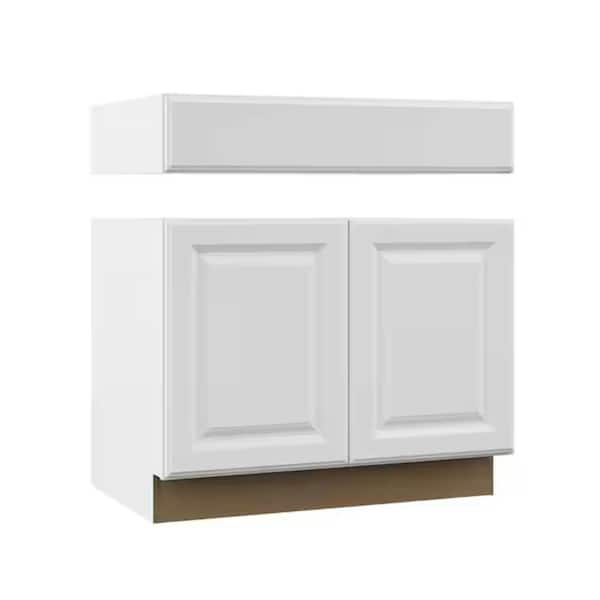 Hampton Bay Hampton 36 in. W x 24 in. D x 34.5 in. H Assembled Accessible Sink Base Cabinet in Satin White