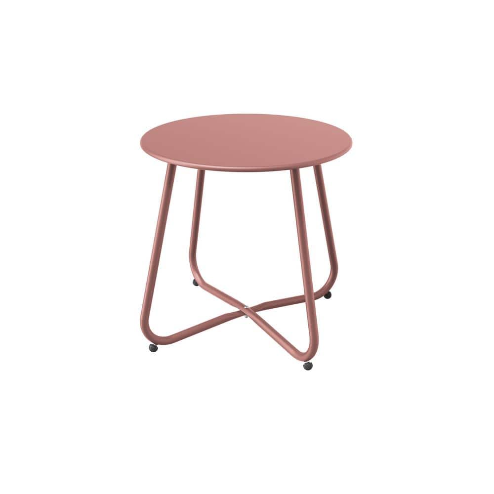 Rose Dawn Outdoor Patio Side Table, Weather-Resistant Metal Round with Adju