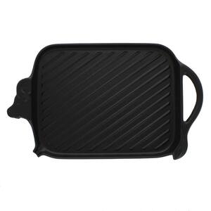 French Enameled 8.75 in. Cast Iron Grill Pan in Black