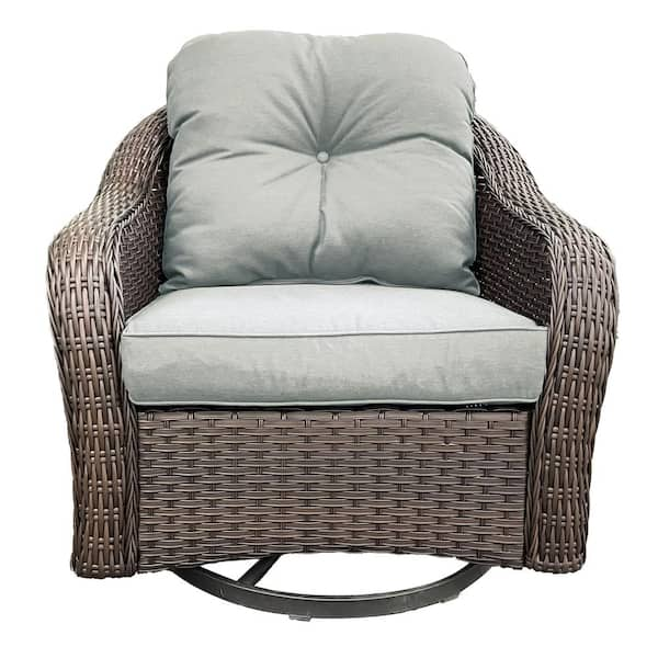 JOYSIDE Wicker Patio Swivel Outdoor Rocking Chair Lounge Chair With ...