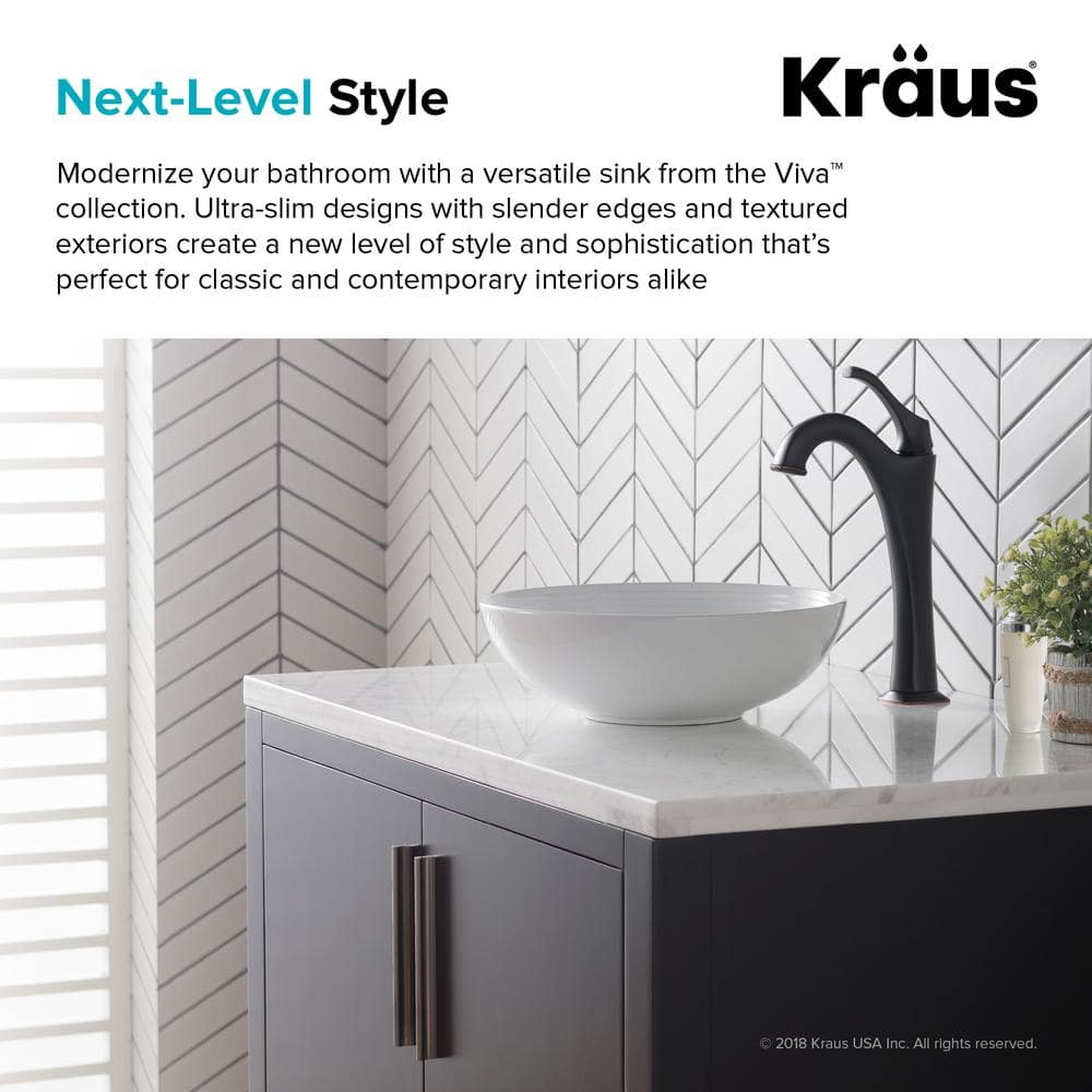 Viva 13" Round White Ceramic Vessel Bathroom Sink