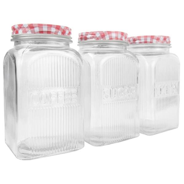 Home Basics Rustic Picnic 3-Piece Glass Canister Set