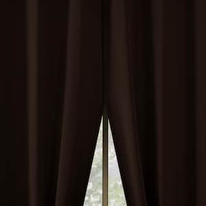 Brandon Magnetic Closure Chocolate Brown Polyester 54 in. W x 63 in. L Grommet Room Darkening Curtain (Double Panel)