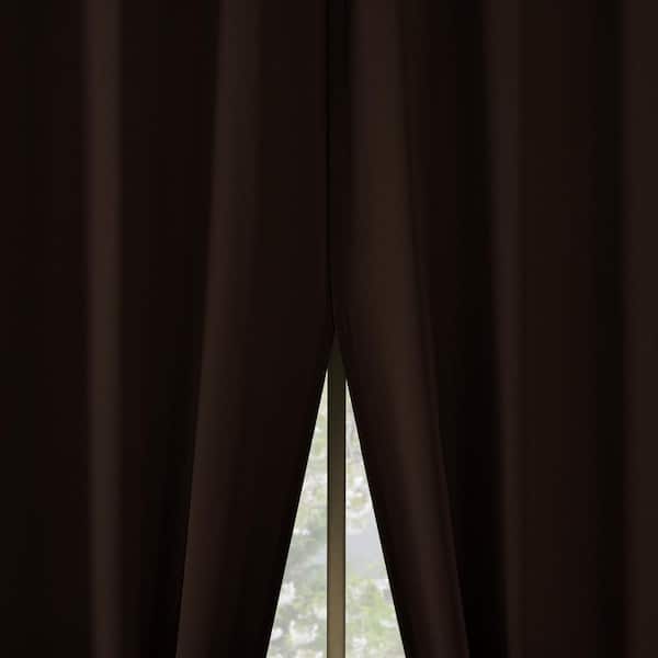 No. 918 Brandon Magnetic Closure Chocolate Brown Polyester 54 in. W x 84 in. L Grommet Room Darkening Curtain (Double Panel)