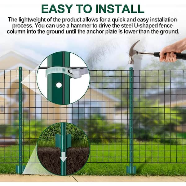 Fence Posts 22 Pcs U-Channel Grey 150 Cm Steel Hexagon Fence Grey 1.5x50 M Steel | UK - View #7