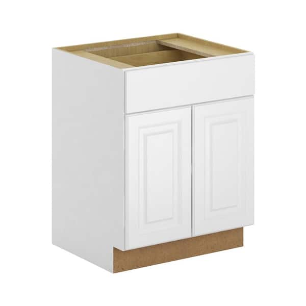 Hampton Bay Madison Assembled 27x34.5x24 in. Base Cabinet with Soft Close Drawer in Warm White