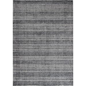 Savannah Charcoal 4 ft. x 6 ft. (3'6" x 5'6") Geometric Contemporary Accent Rug