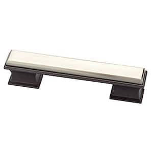 Dual Tone Luxe Square 3 or 3-3/4 in. (76/96 mm) Cocoa Bronze and Satin Nickel Cabinet Drawer Bar Pull