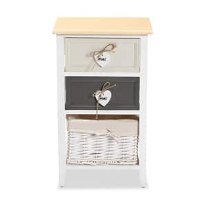 Diella White and Multi-Colored Storage Cabinet with 2-Drawers