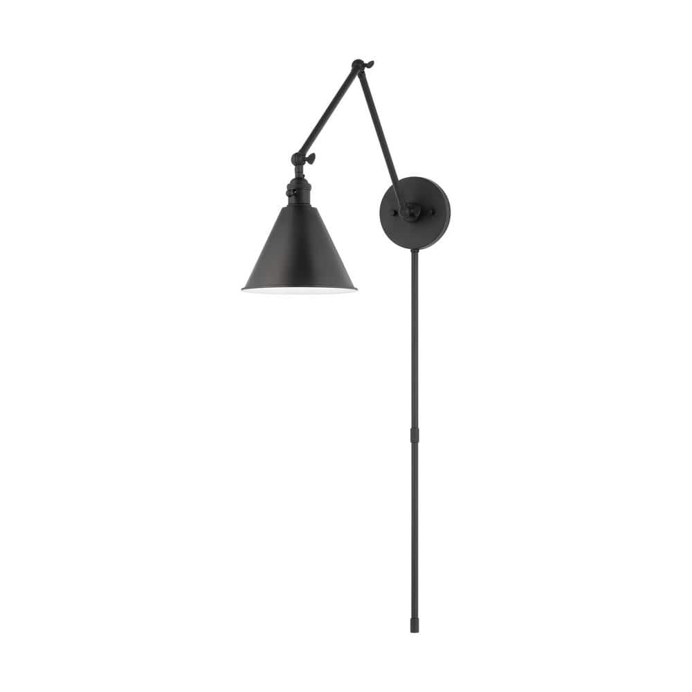 Midnight Black Outdoor Plug-In Swing Arm Sconce