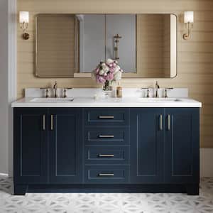 Taylor 73 in. W x 22 in. D x 36 in. H Double Freestanding Bath Vanity in Midnight Blue with Pure White Quartz Top