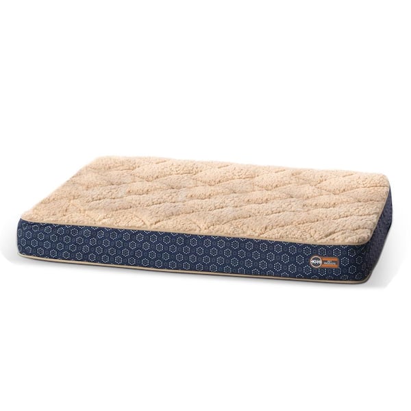 K and H Pet Products 27 in. x 36 in. x 4 in. Small Navy/Geo Flower Superior Orthopedic Quilted-Top Bed