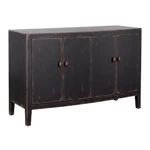 Gibson Coal and Brown Wood Top 52 in. Sideboard with Four Doors
