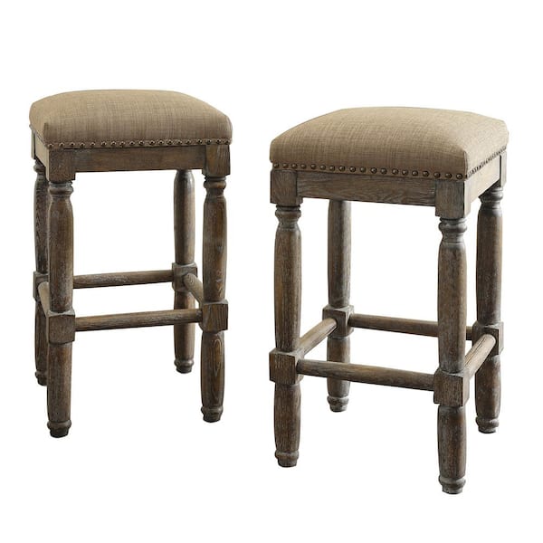 Madison Park Kagen 26 in. Sand Wood Counter Stool