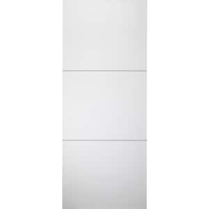 24 in. X 80 in. Stella 2H Snow White Finished with Aluminum Strips Solid Core Composite Interior Door Slab No Bore