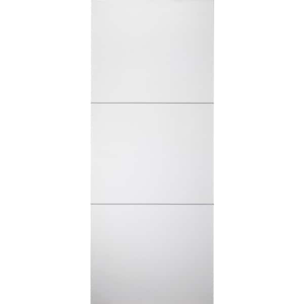 Belldinni 32 in. X 80 in. Stella 2H Snow White Finished with Aluminum Strips Solid Core Composite Interior Door Slab No Bore