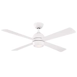 Kwad 52 in. Integrated LED Matte White Ceiling Fan with Opal Frosted Glass Light Kit and Remote Control