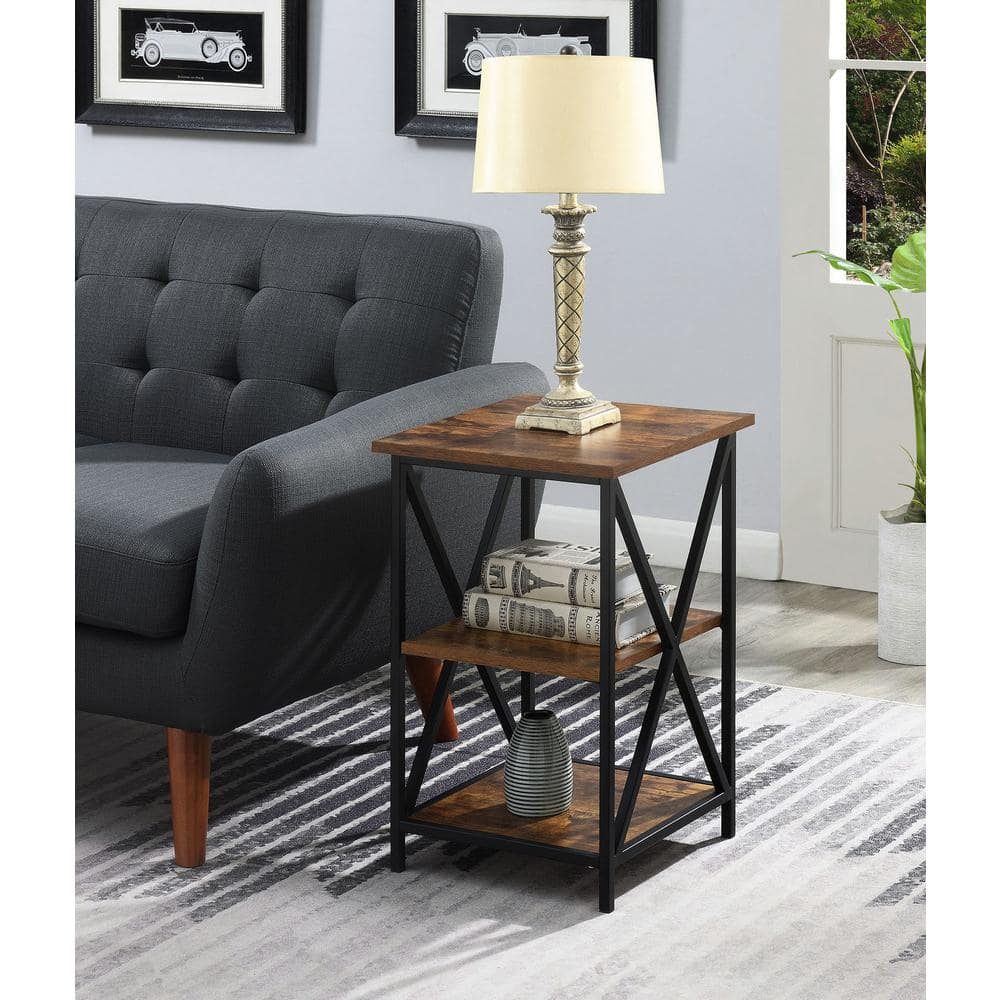 Tucson Rectangular 3-Tier Wood and Metal End Table