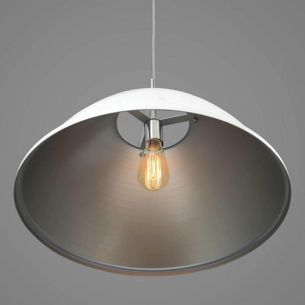 White and Brushed Nickel 20" Dome Pendant Light