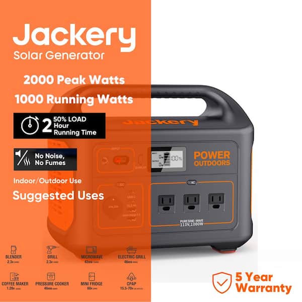 Jackery 1000-Watt Output/2000W Peak Portable Solar Power Station 