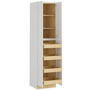 Newport Pacific White Plywood Shaker Assembled Pantry Kitchen Cabinet 4 ROT Soft Close 24 in W x 24 in D x 84 in H