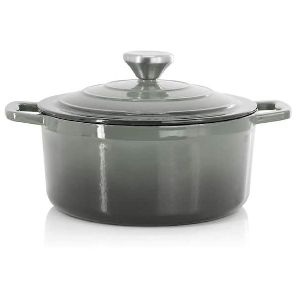 MegaChef 2.7 Quart Round Enameled Cast Iron Casserole in Gradient Gray
