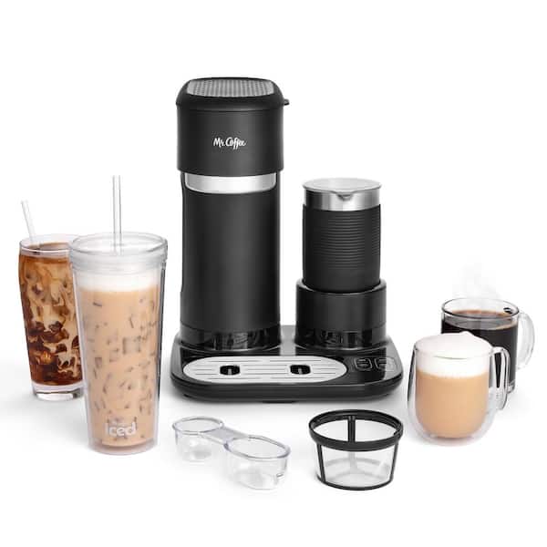 4 Cup Black Single-Serve Drip Coffee Maker with Milk Frother and Tumbler