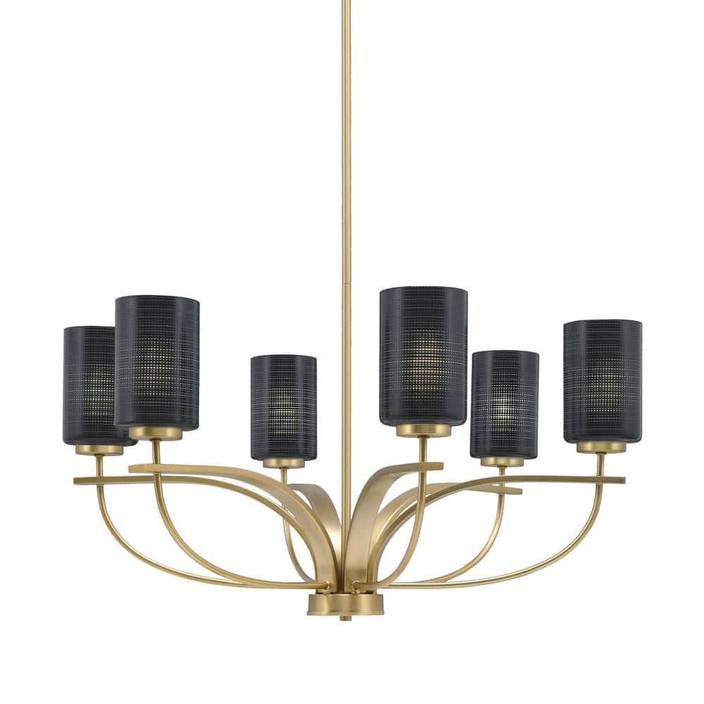 Olympia 6 Light, Uplight, Chandelier, New Age Brass Finish, 4 in. Black ...