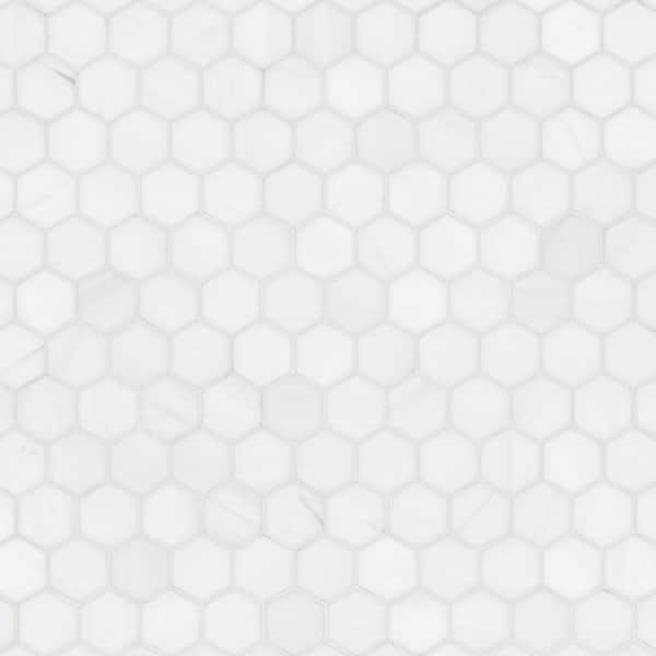 MSI Bianco Dolomite Hexagon 12 in. x 13 in. Polished Marble Mesh-Mounted Floor and Wall Tile (9.8 sq. ft./Case)
