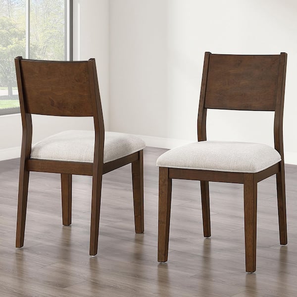 Canton Oatmeal Fabric Mocha Dining Side Chair (Set-2)