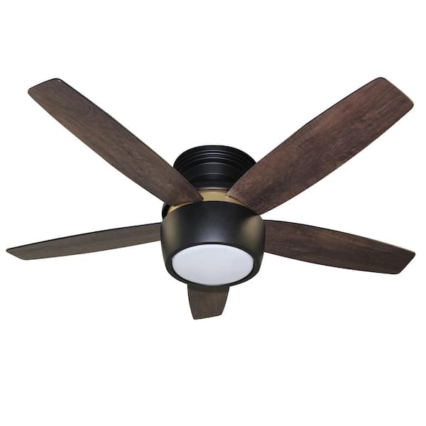 BLUE MOUNTAIN FANS Optimal 48 in. LED Indoor Matte Black and Soft Gold Ceiling Fan with Remote Control